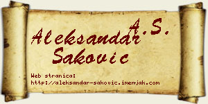 Aleksandar Saković vizit kartica